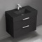 Black Bathroom Vanity With Black Sink, Floating, Modern, 32